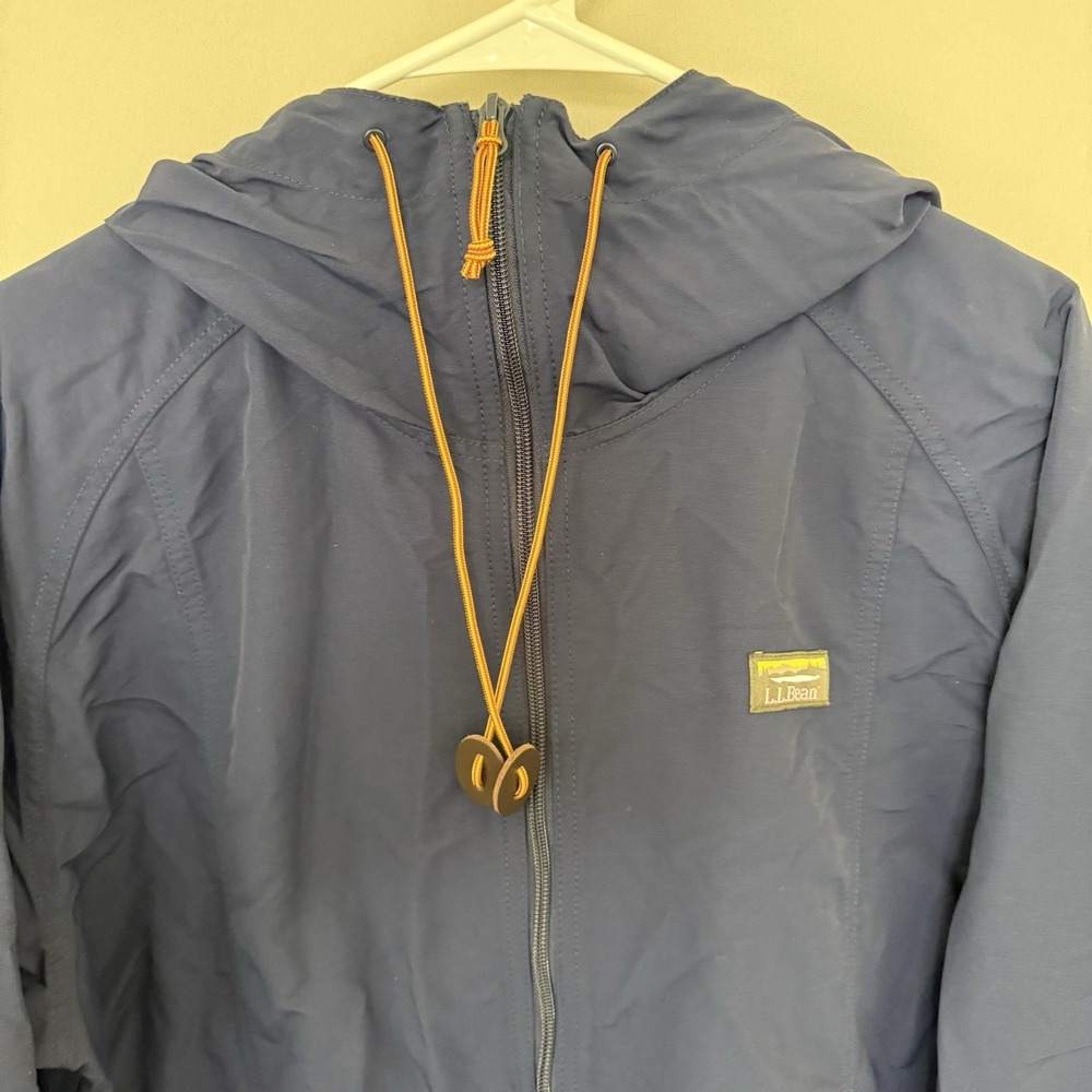 LL Bean Men's XL Nautical Navy Blue Mountain Classic Full Zip Jacket Hooded - Picture 2 of 7